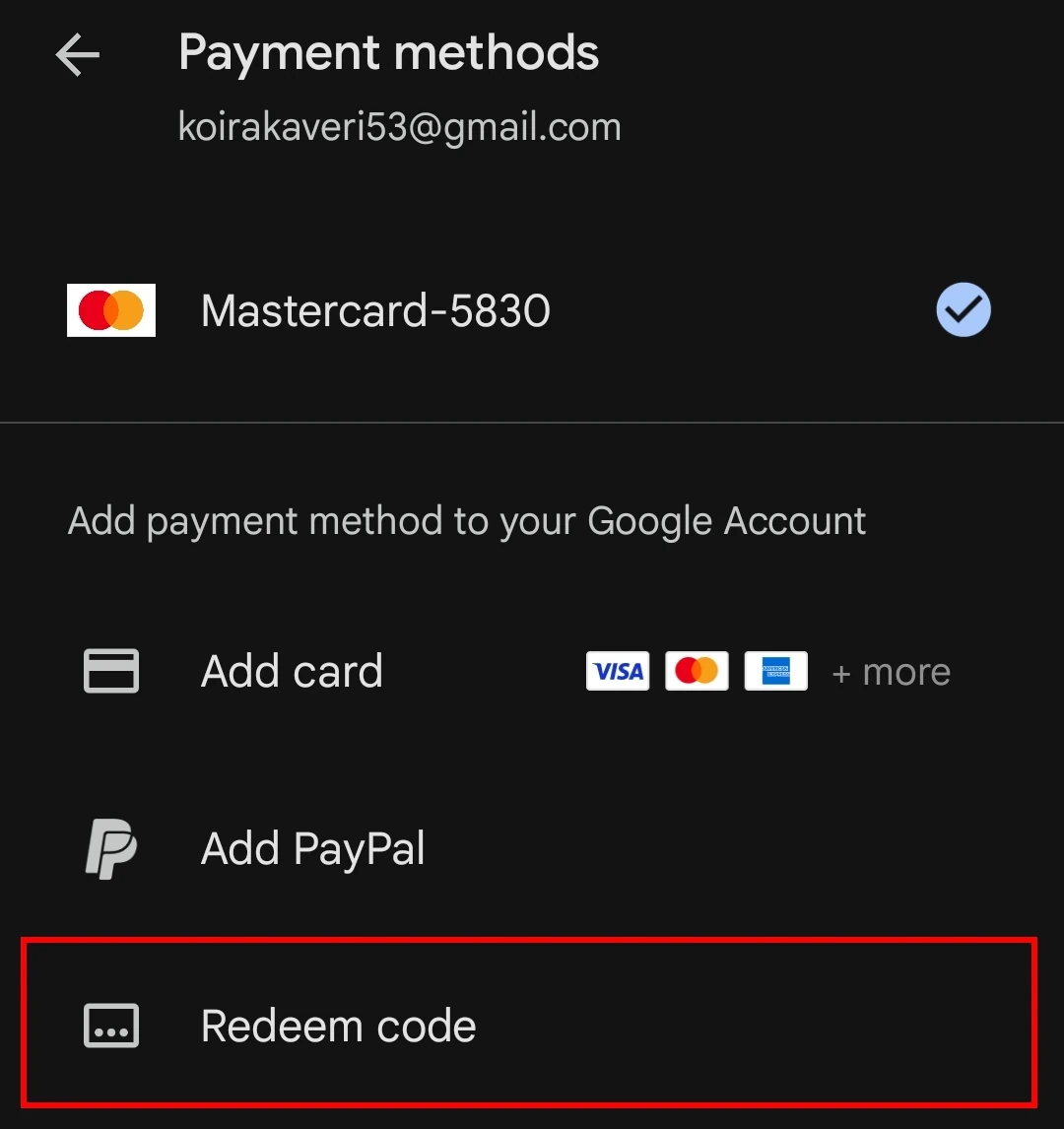 KoiraKaveri Android – Lunasta koodi -vaihtoehto