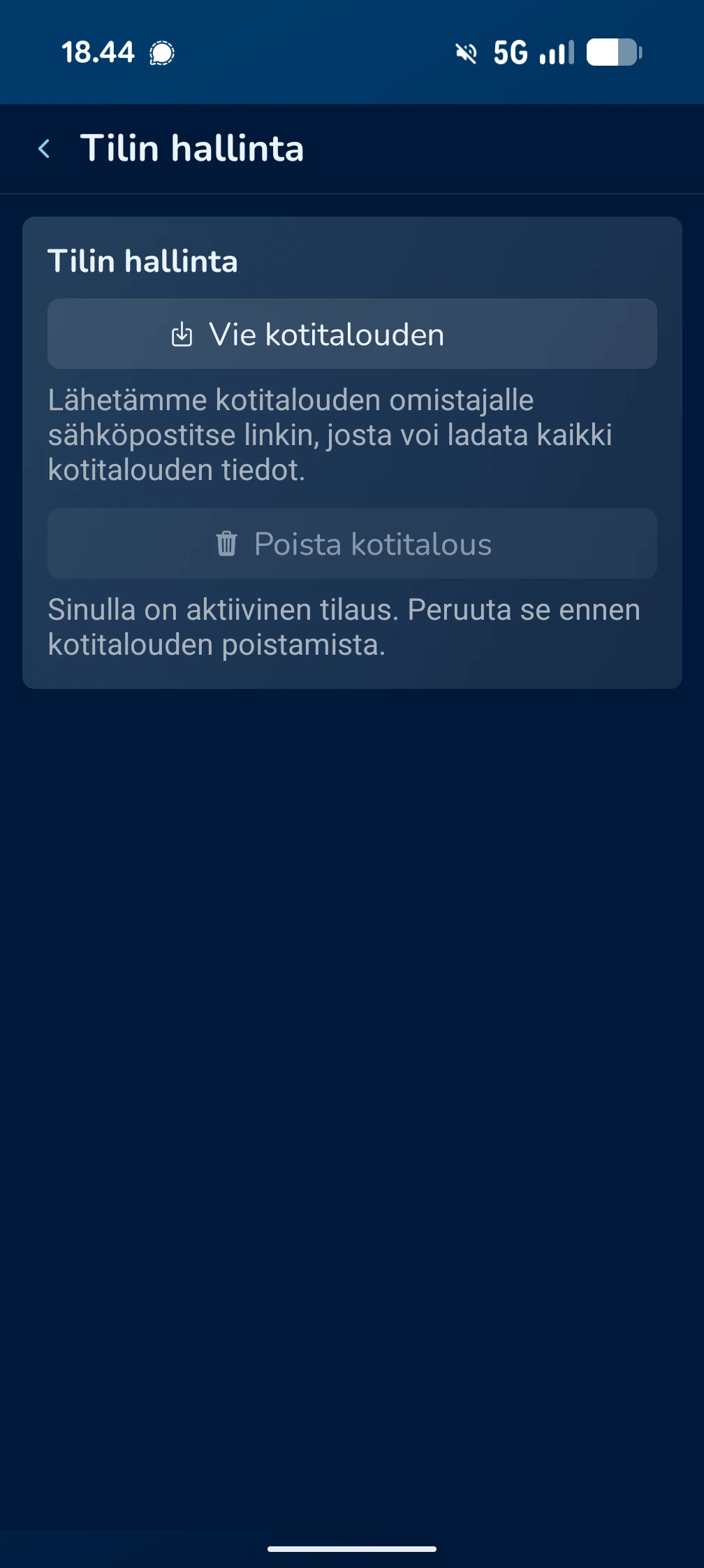 KoiraKaveri kotitalous – tilin hallinta ja tietojen vienti