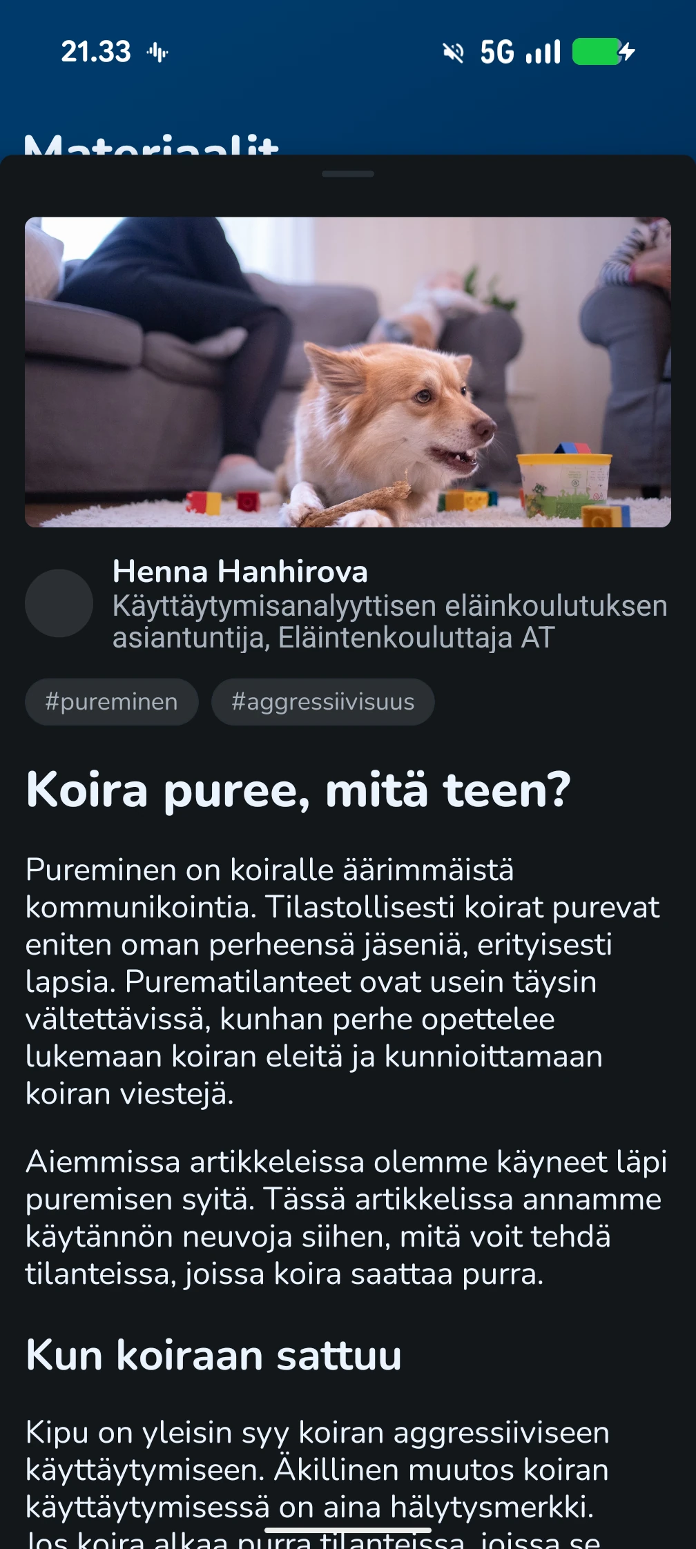 KoiraKaveri materiaalit – artikkelit koiran käyttäytymisestä