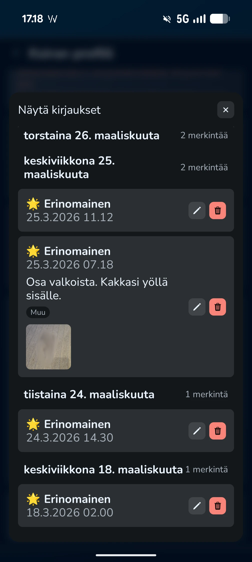 KoiraKaveri kakan seuranta – kirjausten selaus ja kuvat