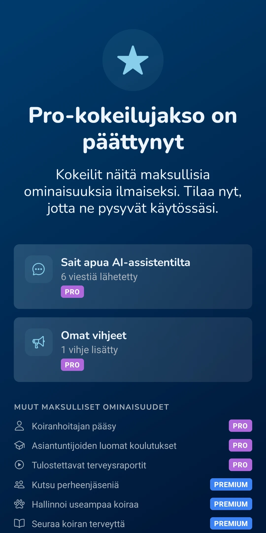 KoiraKaveri – Käytä tarjous -näkymä