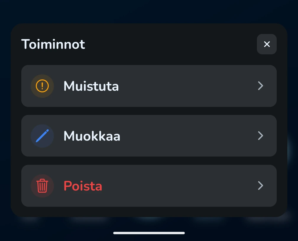 KoiraKaveri rutiinit – tehtävän muokkaus