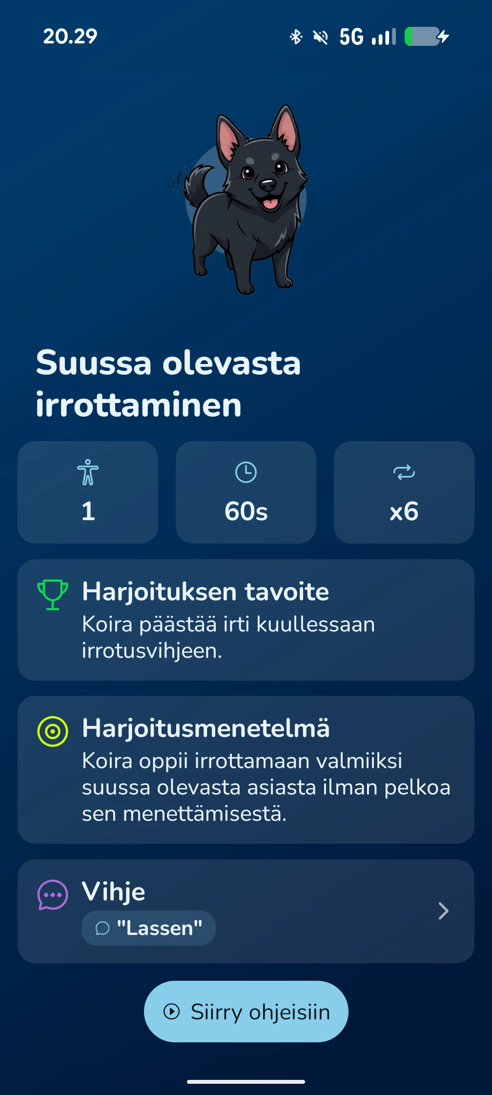 KoiraKaveri koulutus – koulutusten hallinta ja harjoitusnäkymä